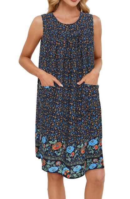 Vest Floral Pocket Dress Light Green Flower