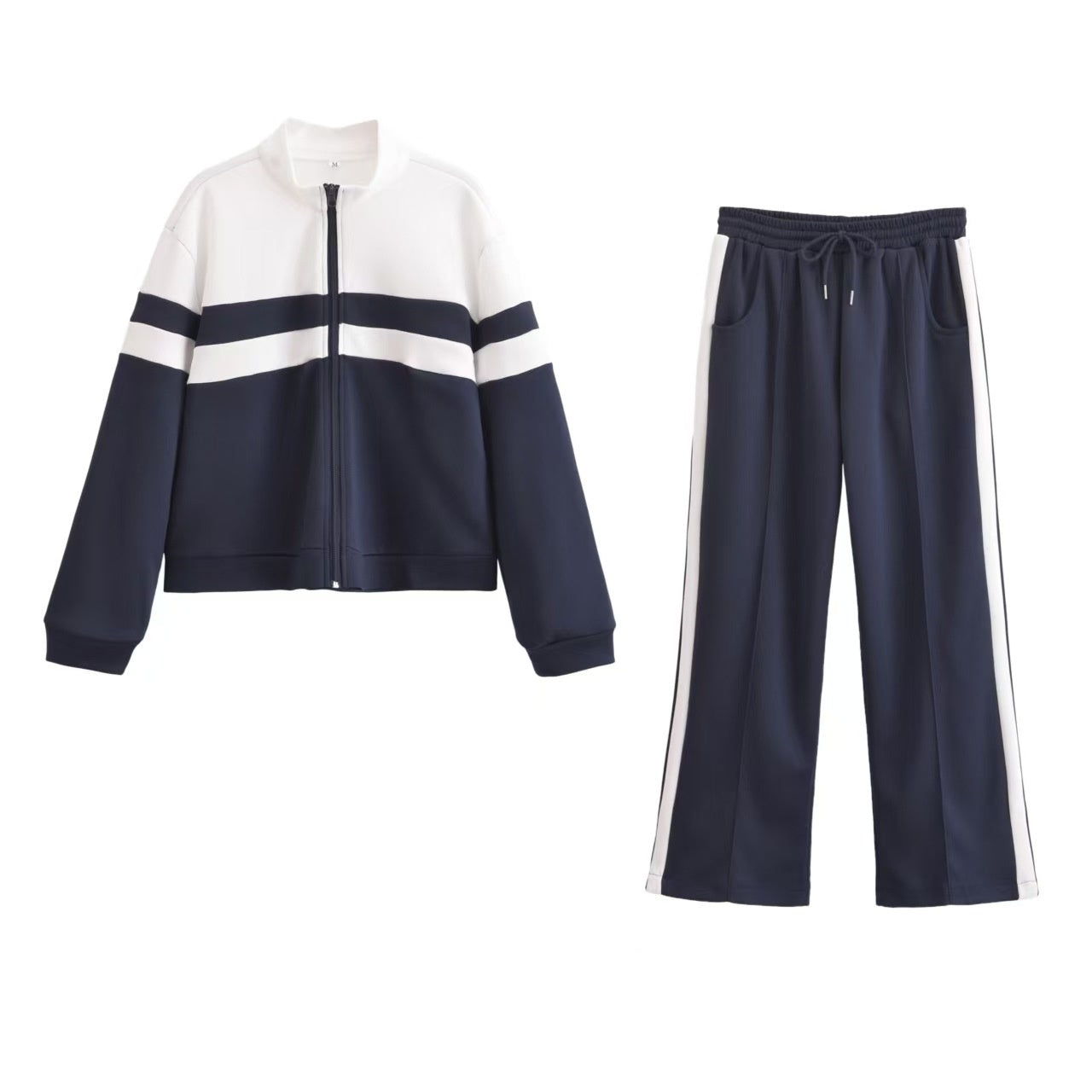 Women's Spring New Stand Collar Zipper Sweater Coat Cardigan Suit
