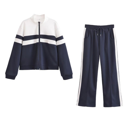 Women's Spring New Stand Collar Zipper Sweater Coat Cardigan Suit
