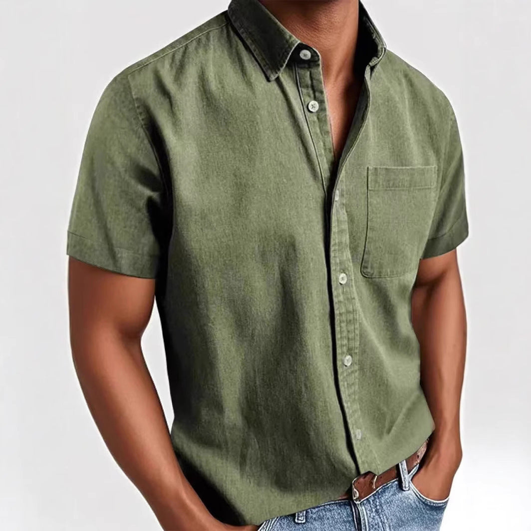 Single-breasted Shirt Men's Short Sleeve