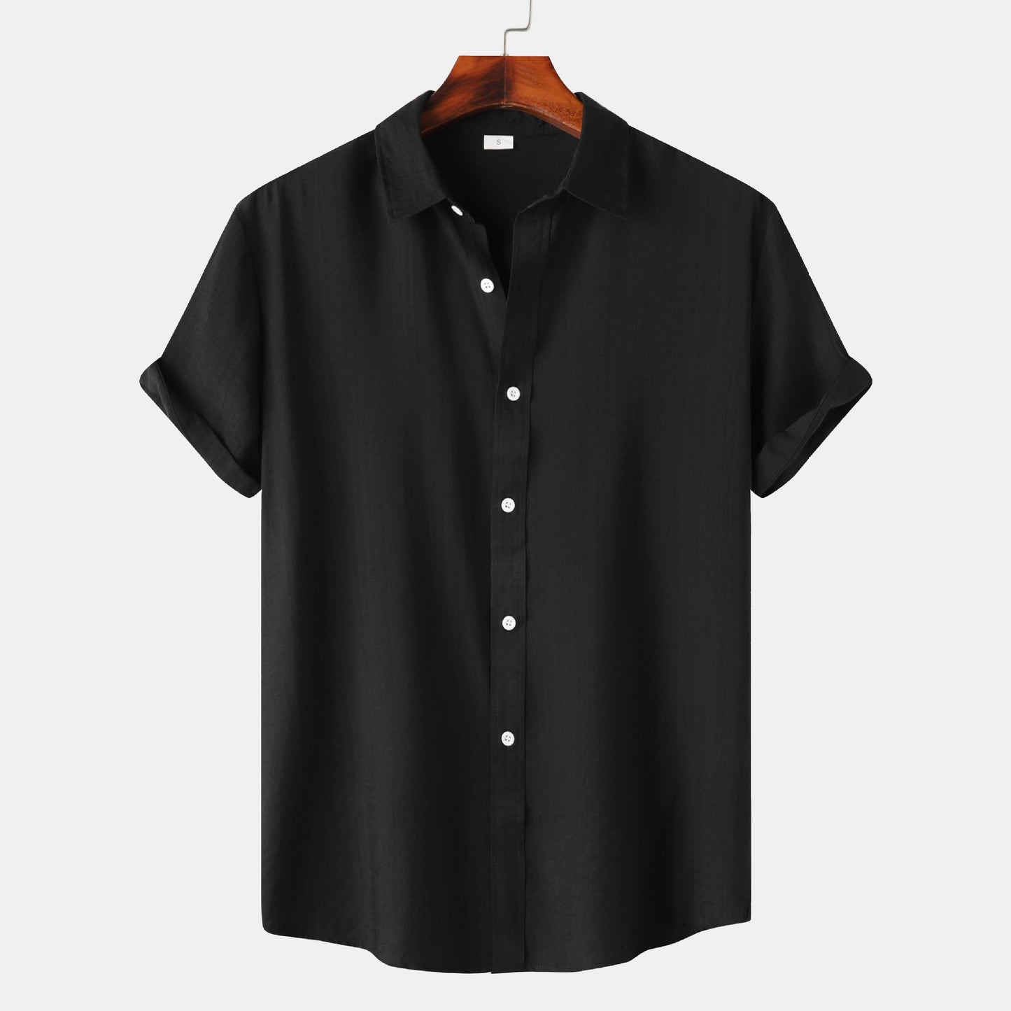 Teenagers Solid Color Short-sleeved Lapel Shirt Top