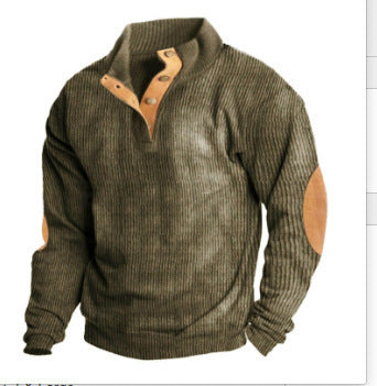 Printed Stand Collar Men's Clothing Casual Sweatshirt