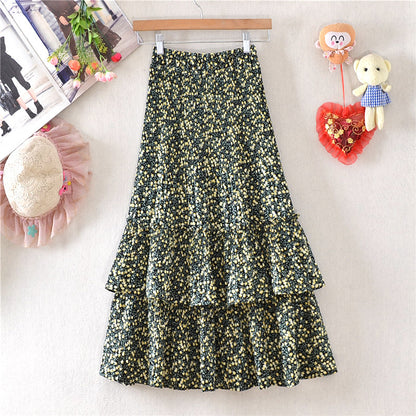 Little Daisy Skirt Women's Mid-length Floral Chiffon Skirt Cake Skirt