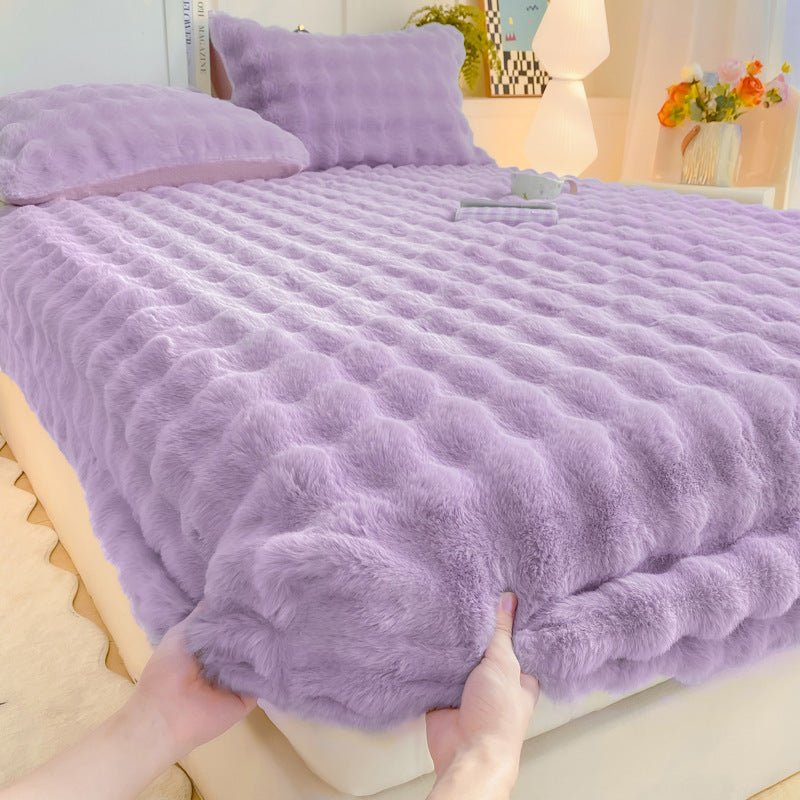 Class A Milk Fiber Fitted Sheet One-piece Warm With Velvet Mattress
