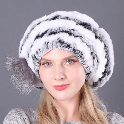 New Korean Rex Rabbit Hair Hat For Women