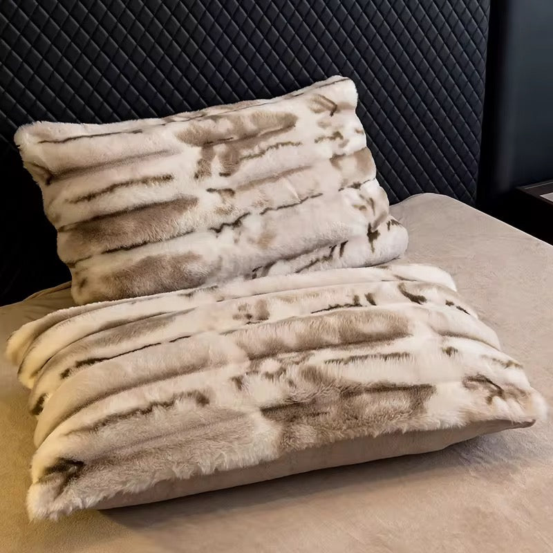 Winter Thickened Rabbit Plush Four-piece Milk Coral Velvet