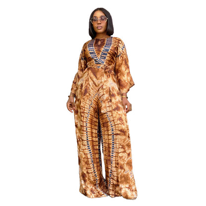 Women's Ethnic Style Retro Printing Fashion Casual Jumpsuit