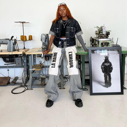 Letter Patch Splicing All-matching Long Pants