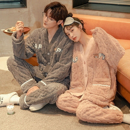 Warm And Fleece Thickened Flannel Home Service Suit