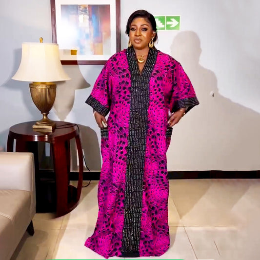 Printing Loose Robe Cross-border Foreign Trade AliExpress Amazon Hot Drilling With Pockets Dress