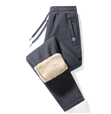 Lamb Fleece Trousers Men's And Women's Loose Plus Fleece Warm Sweatpants