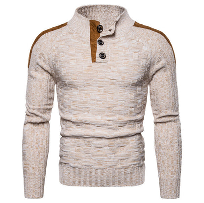 Suede thick-knit sweater sweater