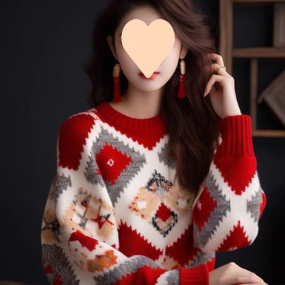 High-end And Fashionable Beautiful Red Sweater For Women