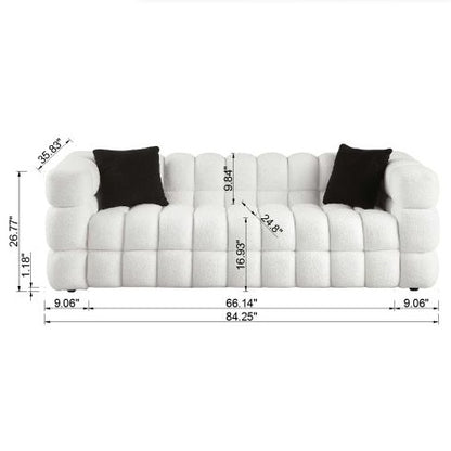 84.3 Length ,35.83 Deepth ,human Body Structure For USA People, Marshmallow Sofa,boucle Sofa ,White Color,3 Seater