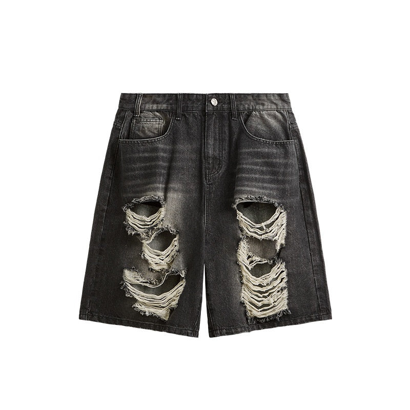 American Street Hip Hop Ripped Denim Shorts