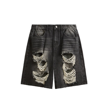 American Street Hip Hop Ripped Denim Shorts