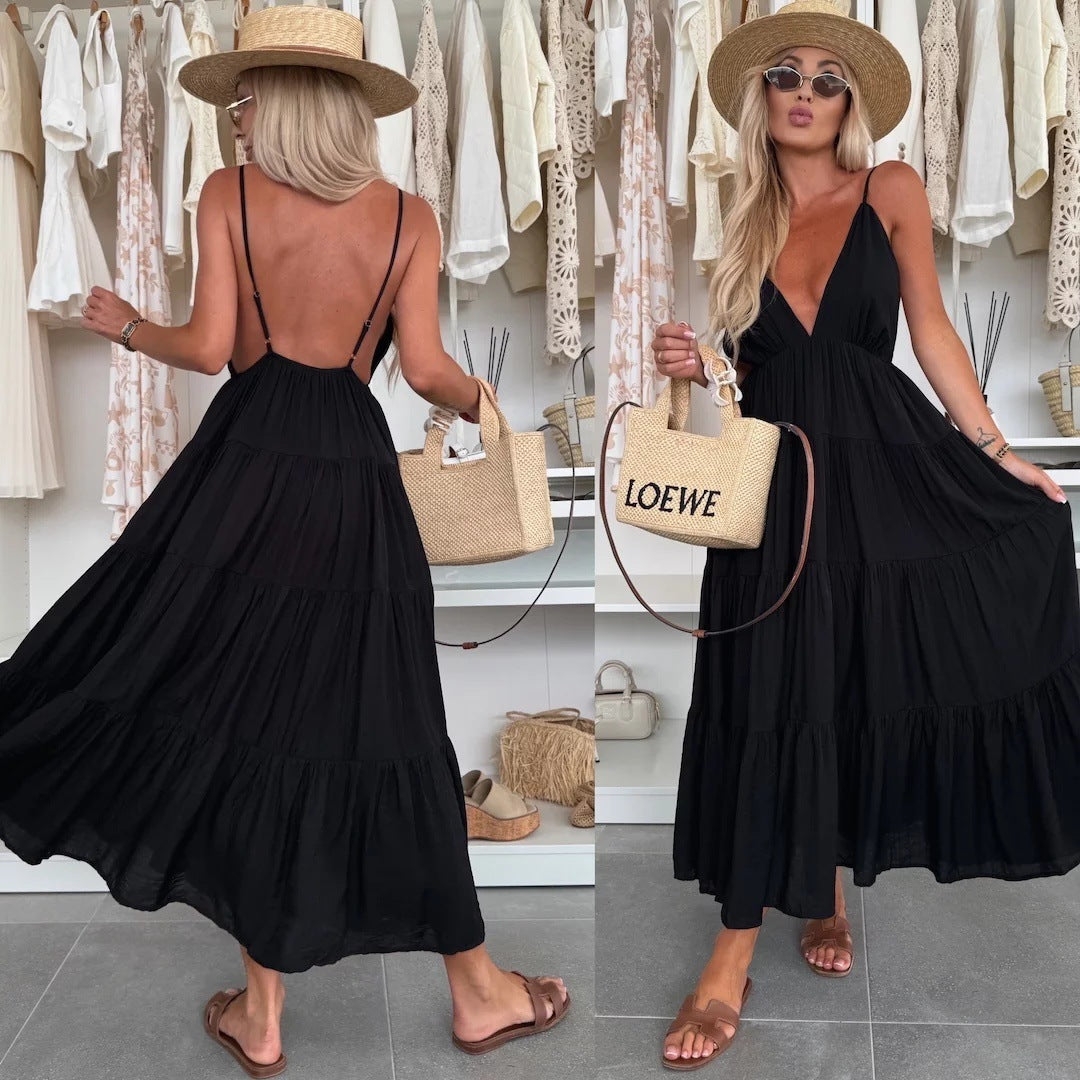 European And American Summer Sexy Fashion Suspenders Stitching Dress Women