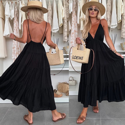 European And American Summer Sexy Fashion Suspenders Stitching Dress Women