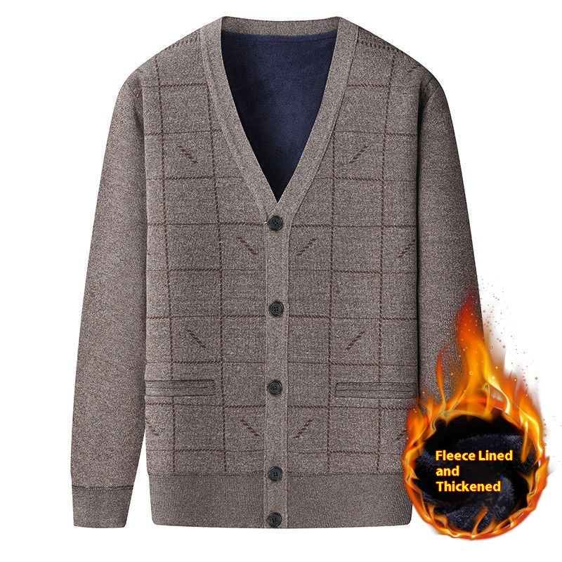 Middle-aged And Elderly Men's Sweater Cardigan Autumn And Winter Dad Wear