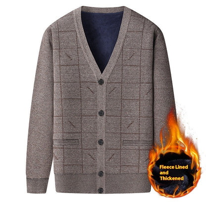 Middle-aged And Elderly Men's Sweater Cardigan Autumn And Winter Dad Wear