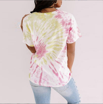 European And American Digital Printing Short-sleeved Women's Summer Loose T-shirt