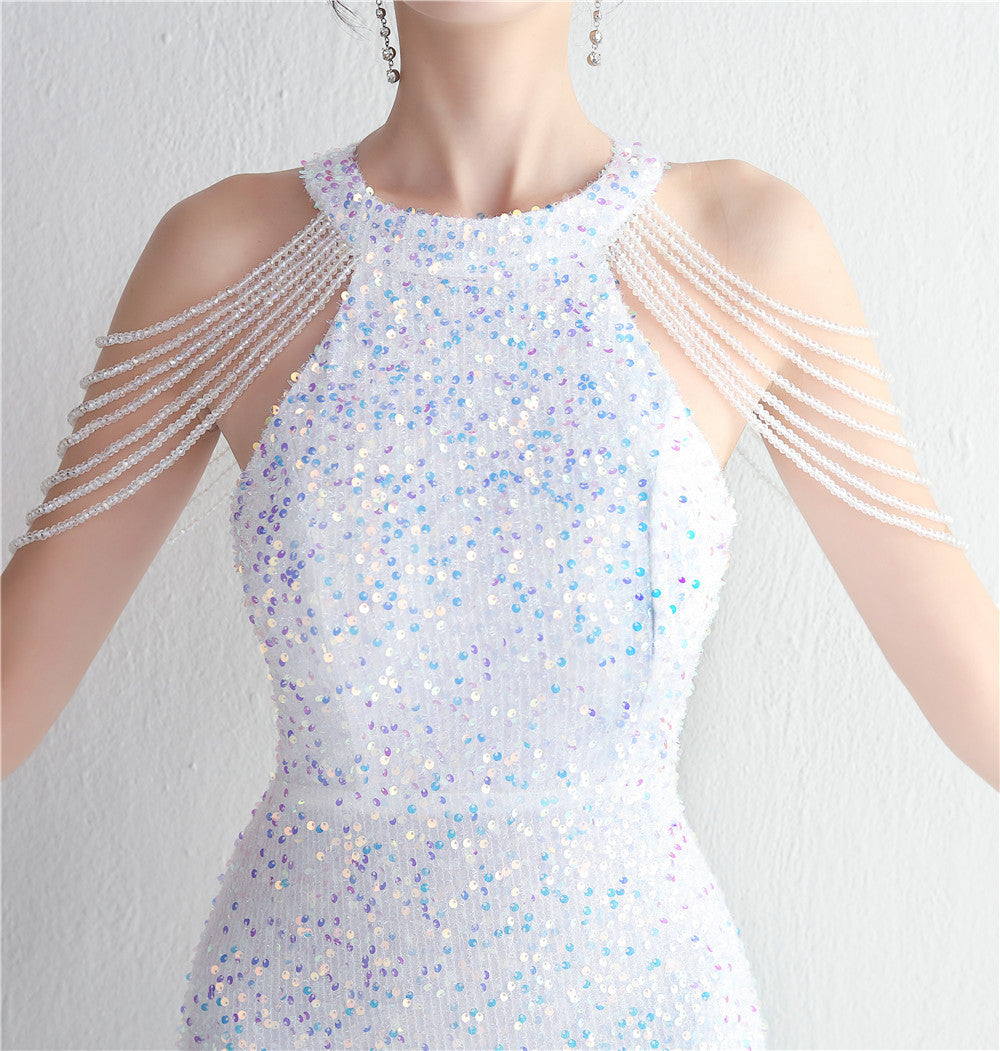 Banquet Temperament Long Backless Evening Gown Dress