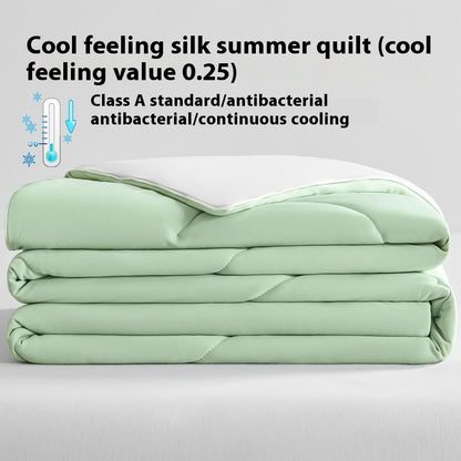 Pure Color Cool Silk Summer Blanket Airable Cover Single Double Summer Ice Cream Ice Silk Summer Quilt Machine Washable Thin Duvet