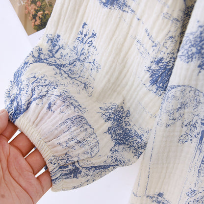 Women's Pure Cotton Yarn Secret Garden V-neck Nightdress