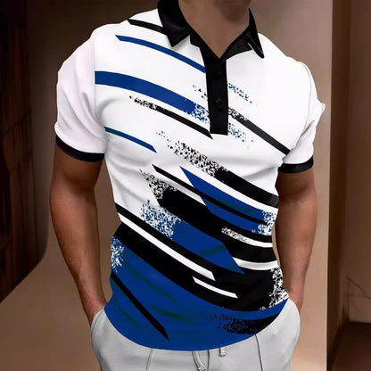 3D Digital Printing Lapel Pullover Leisure Short Sleeve