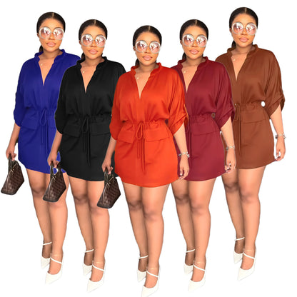 V-neck Loose Waist-tight Workwear Skirt