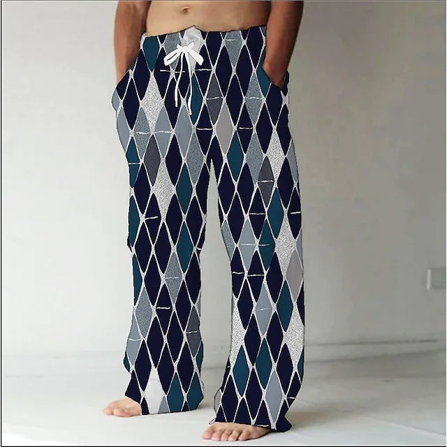 Men's Loose Straight Long Casual Pants 3D Printed Sweatpants