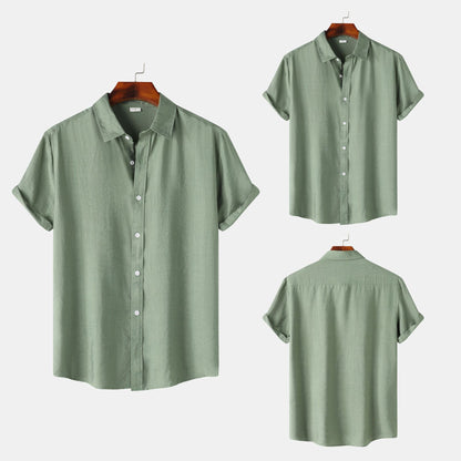 Teenagers Solid Color Short-sleeved Lapel Shirt Top