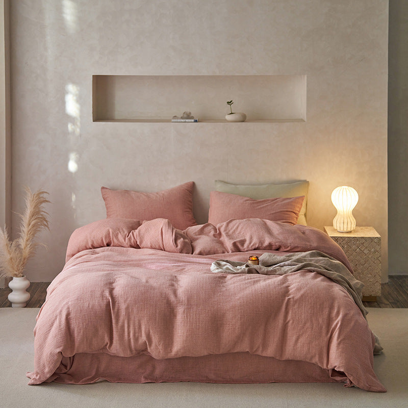 Japanese-style Pure Cotton Double-layer Wrinkle Yarn Four-piece Jacquard Beddings