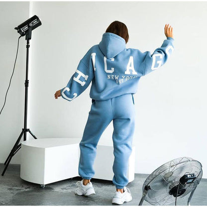 Loose Floral Print Long Sleeve Pullover Pants Two-piece Set