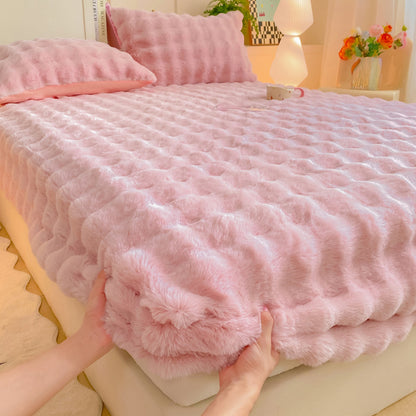 Class A Milk Fiber Fitted Sheet One-piece Warm With Velvet Mattress