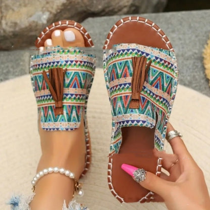 Women's Tassel Large Size Flat Bottom Slippers