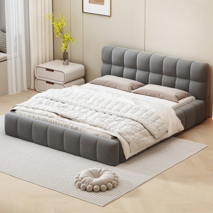 Double Bed With Soft Linen Backrest