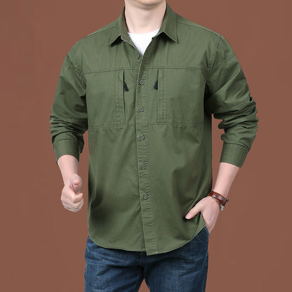 Men's Cotton Overalls Long Sleeve Shirt