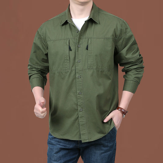 Men's Cotton Overalls Long Sleeve Shirt