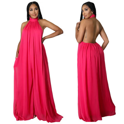 Casual Chiffon Loose Backless Women s Jumpsuit