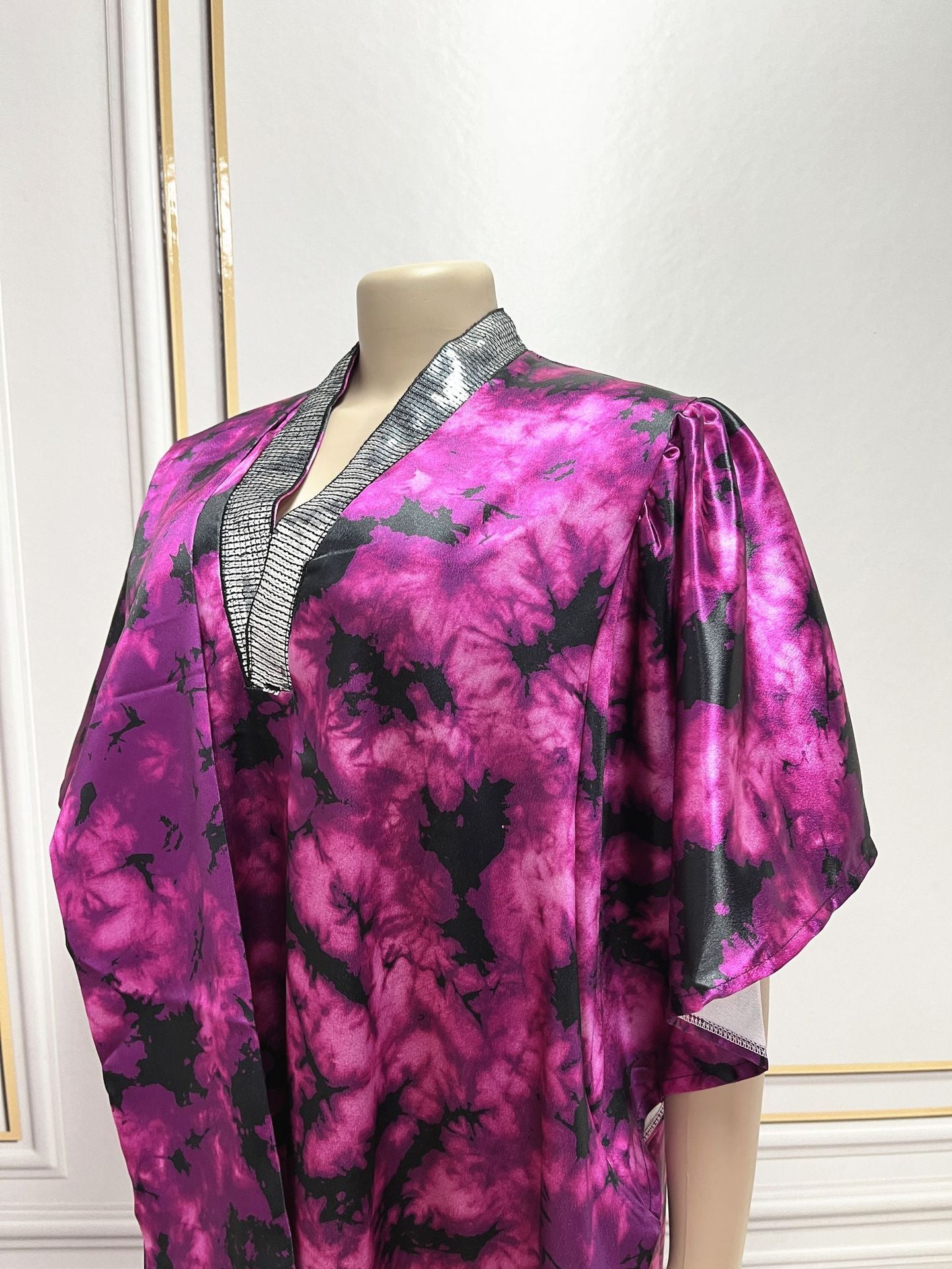 Middle East Sequined Printed Loose Robe Dress