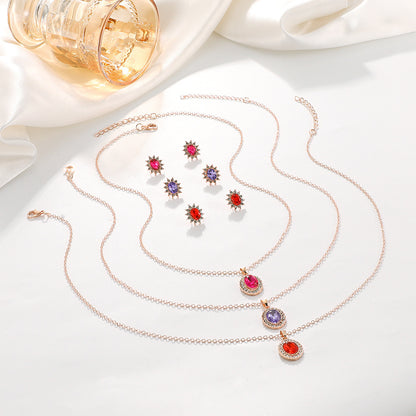 Female SUNFLOWER Earrings And Necklace Set