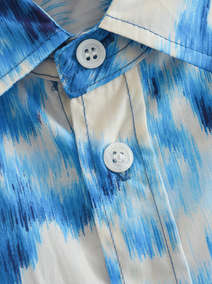 Lapel Loose Printed Poplin Shirt Printed High Waist Skirt