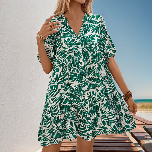 Dress Seaside Holiday Green Leaves