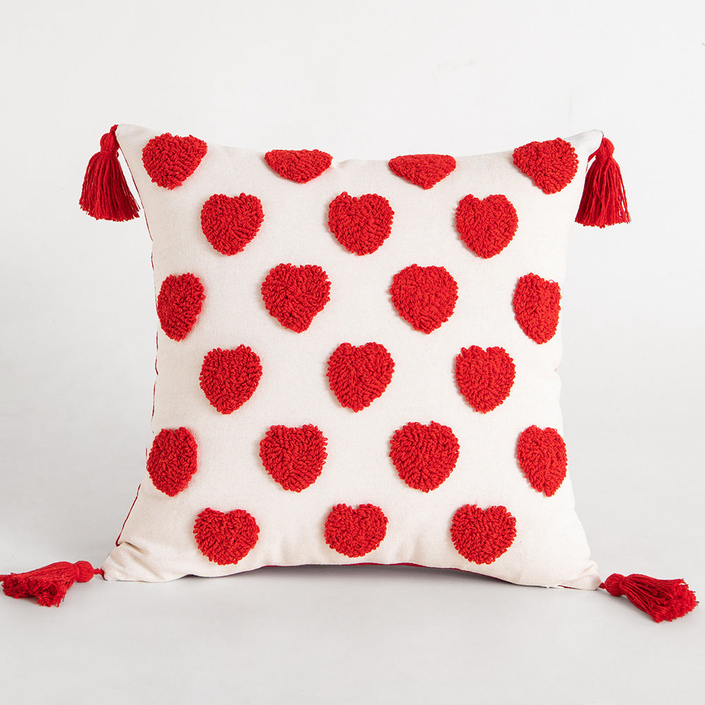 Cotton Embroidered Love Pillow Cover