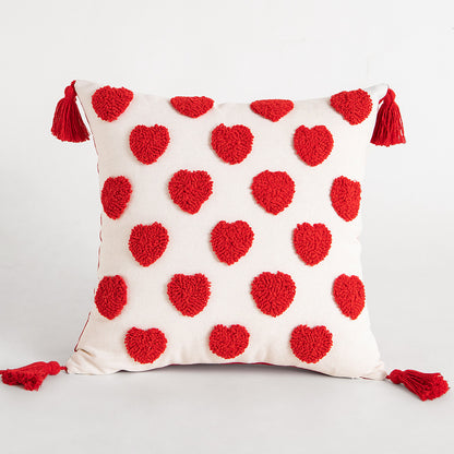 Cotton Embroidered Love Pillow Cover