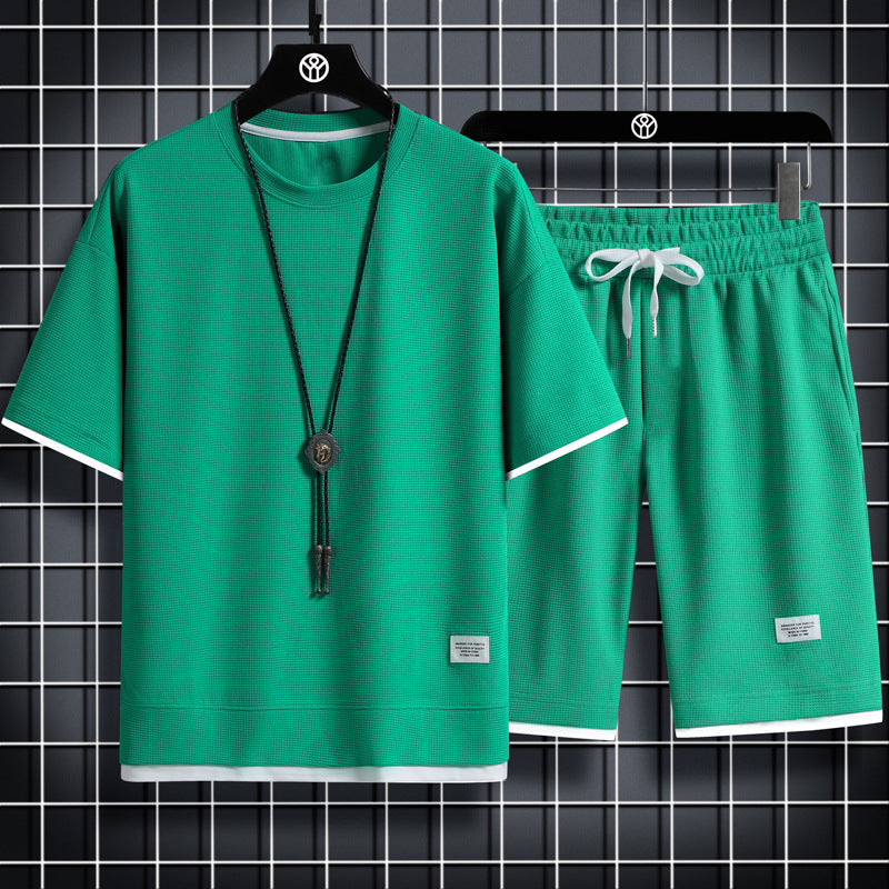 New Summer Short-sleeved Suit Men's T-shirt Exercise Casual Men's Clothes Sets