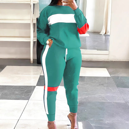 Fashion Cool Contrast Color Plus Size Suit Women