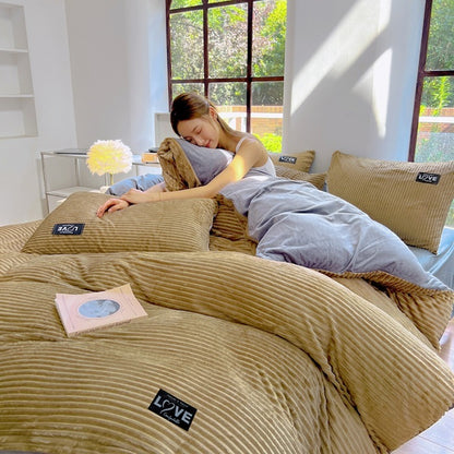 Flannel Double-sided Velvet Duvet Cover For Winter