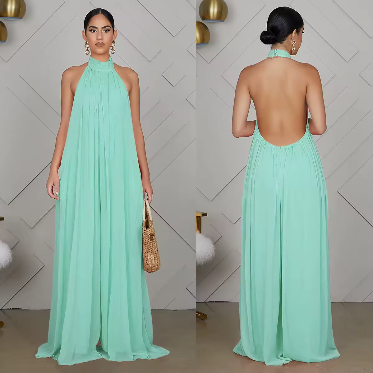 Casual Chiffon Loose Backless Women s Jumpsuit